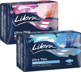 Libra-Ultra-Thin-Pads-with-Wings-Regular-20-Pack-or-Super-18-Pack on sale