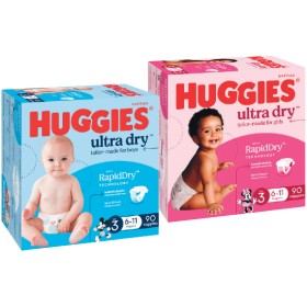 Huggies-Ultra-Dry-Nappies-Pk-60-90 on sale