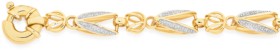 9ct+Gold+Two+Tone+19cm+Solid+Tulip+Link+Bolt+Ring+Bracelet