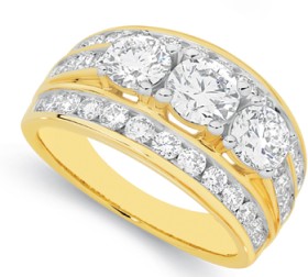 Alora-10ct-Gold-3-Carats-TW-Lab-Grown-Diamond-Three-Row-Trilogy-Band on sale