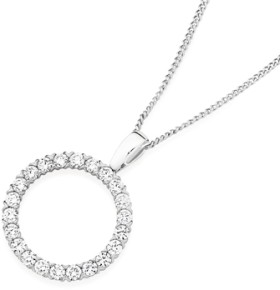 Alora+10ct+White+Gold+1+Carat+TW+Lab+Grown+Diamond+Circle+Pendant