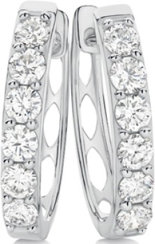 10ct+White+Gold+1+Carat+TW+Lab+Grown+Diamond+Huggies+Earring