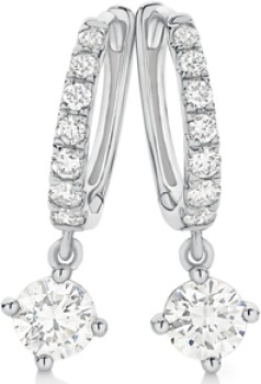 Alora+10ct+White+Gold+3%2F4+Carat+TW+Lab+Grown+Diamond+Drop+Huggie+Earrings