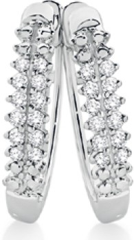 9ct+White+Gold+Diamond+Pave+Huggie+Earrings