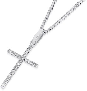 Exquisites-9ct-White-Gold-Diamond-Cross-Pendant on sale