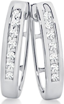 9ct+White+Gold+Diamond+Channel+Set+Huggie+Earrings