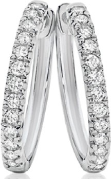 9ct+White+Gold+Diamond+Huggie+Earrings