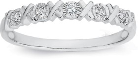 9ct+White+Gold+Diamond+Hugs+%26amp%3B+Kisses+Band