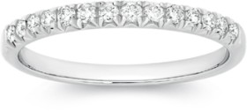 9ct+White+Gold+Fine+Diamond+Band
