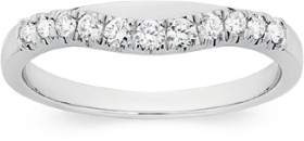 18ct+White+Gold+Diamond+Curved+Band