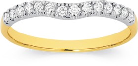18ct+Gold+Diamond+Curved+Band