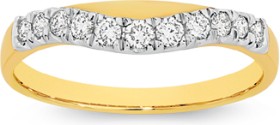 18ct+Gold+Diamond+Curved+Band