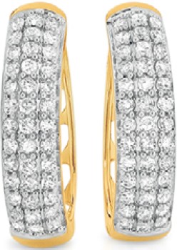 9ct+Gold+Diamond+Pave+Huggie+Earrings