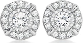 9ct+Two+Tone+Gold+Diamond+Round+Frame+Stud+Earrings