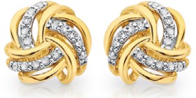 9ct+Gold+Diamond+Knot+Stud+Earrings