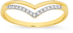 9ct+Gold+Diamond+Double+V+Shape+Ring