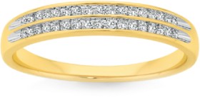 9ct+Gold+Diamond+Double+Row+Ring