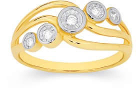 9ct+Gold+Diamond+Open+Swirl+Dress+Ring