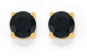 9ct+Gold+Natural+Sapphire+Stud+Earrings