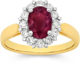 9ct+Gold+Oval+Ruby+%26amp%3B+Diamond+Ring