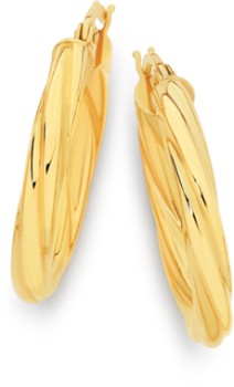 9ct-Gold-3x15mm-Twist-Hoop-Earrings on sale