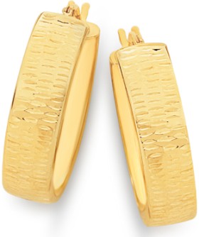 9ct-Gold-6mm-Diamond-Cut-Oval-Hoop-Earrings on sale