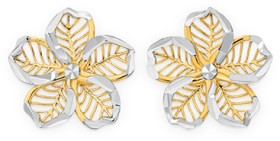 9ct-Gold-Two-Tone-Flower-Stud-Earrings on sale