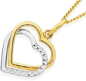 9ct-Gold-Two-Tone-Double-Heart-Pendant on sale