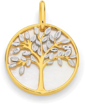 9ct-Gold-Two-Tone-Mother-of-Pearl-Tree-of-Life-Pendant on sale