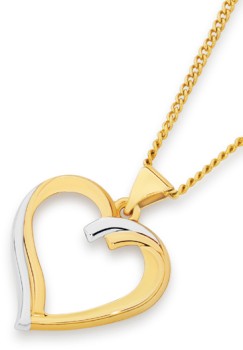 9ct-Gold-Two-Tone-Open-Heart-Pendant on sale