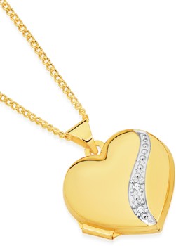 9ct-Two-Tone-Gold-Diamond-Heart-Locket on sale