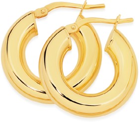 9ct-Gold-10mm-Polished-Hoop-Earrings on sale