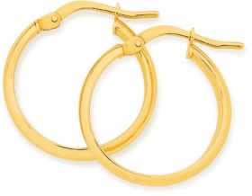 9ct-Gold-3x15mm-Half-Round-Hoop-Earrings on sale