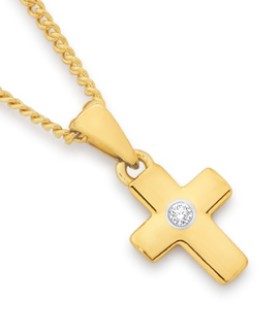 9ct-Gold-Diamond-Centre-Mini-Cross-Pendant on sale