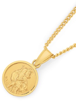 9ct-Gold-Solid-St-Christopher-Round-Medal on sale