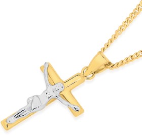 9ct-Gold-Two-Tone-Crucifix-Pendant on sale