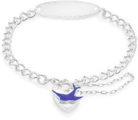 Sterling+Silver+15cm+Bluebird+Padlock+Identity+Bracelet