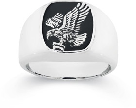 Sterling+Silver+Black+Agate+Eagle+Signet+Men%26%23039%3Bs+Ring
