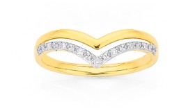 9ct-Gold-Diamond-Double-V-Shape-Split-Ring on sale