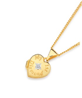 9ct+Gold+%26quot%3BMy+First+Diamond%26quot%3B+Heart+Locket