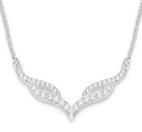 Sterling+Silver+45cm+Cubic+Zirconia+Woven+Ribbon+Necklet