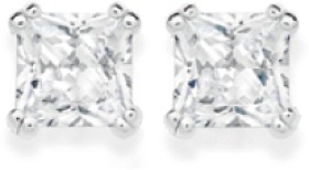 Sterling+Silver+6mm+Square+Cubic+Zirconia+Claw+Studs