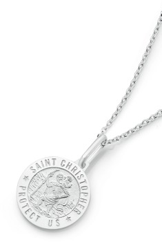 Sterling+Silver+15mm+Round+St+Christopher+Pendant