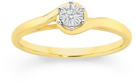 9ct+Gold+Diamond+Solitaire+Ring