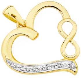 9ct+Gold+Diamond+Infinity+Heart+Pendant