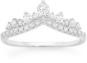 Sterling+Silver+Cubic+Zirconia+Tiara+Ring