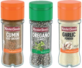 MasterFoods+Ground+Cumin+Seeds+28g%2C+Oregano+Leaves+10g+or+Garlic+Powder+45g