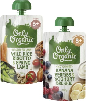 Only+Organic+4%2B+Months%2C+6%2B+Months+or+8%2B+Months+Baby+Food+Pouch+120g