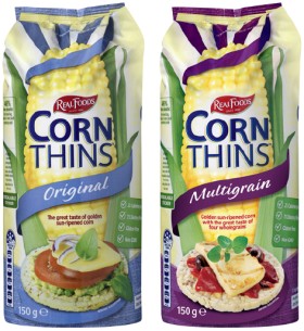 Real-Foods-Corn-Thins-or-Rice-Thins-125150g-Selected-Varieties on sale
