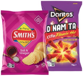 Smith%26rsquo%3Bs+Crinkle+Cut+Chips+150%E2%80%91170g+or+Doritos+Corn+Chips+110%E2%80%91170g+Selected+Varieties